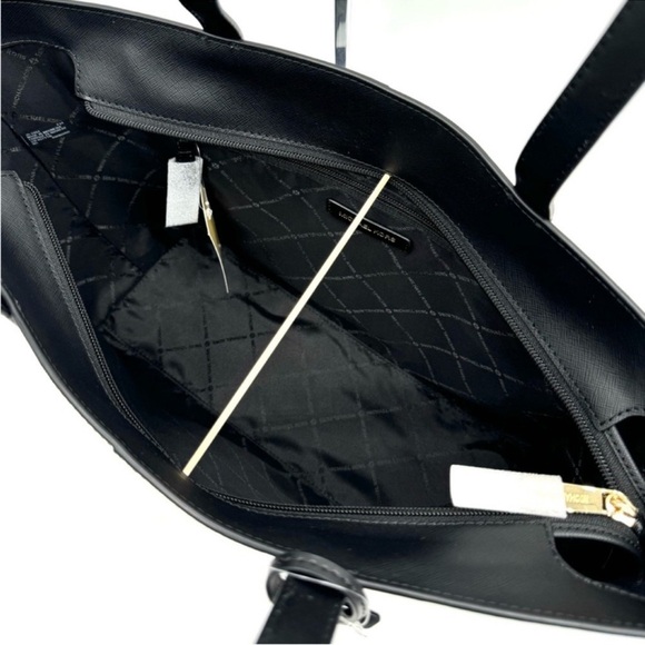 Michael Kors Medium Jet Set Travel Zip Tote Bag & Continental Wallet Black/Gold - Picture 8 of 13